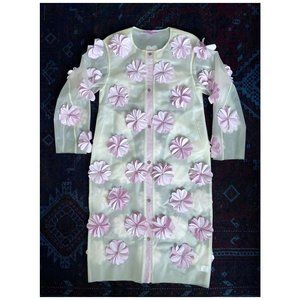 RARE PASKAL Transparent Vinyl PVC Coat | Size Small | Pink Laser Cut Flower